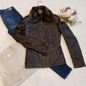 Danier Insulated Genuine Leather Bomber Jacket